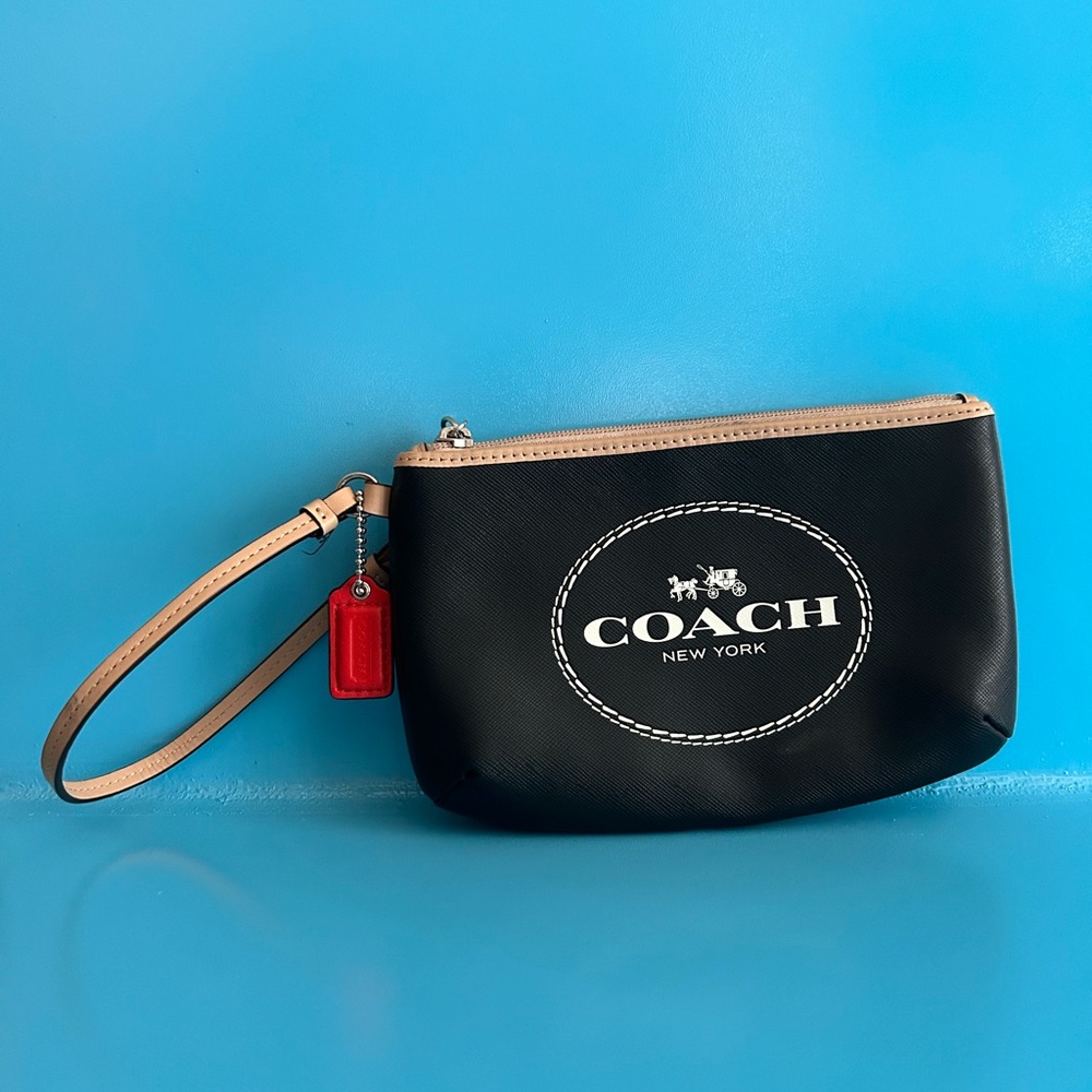 Black Coach Logo Wristlet